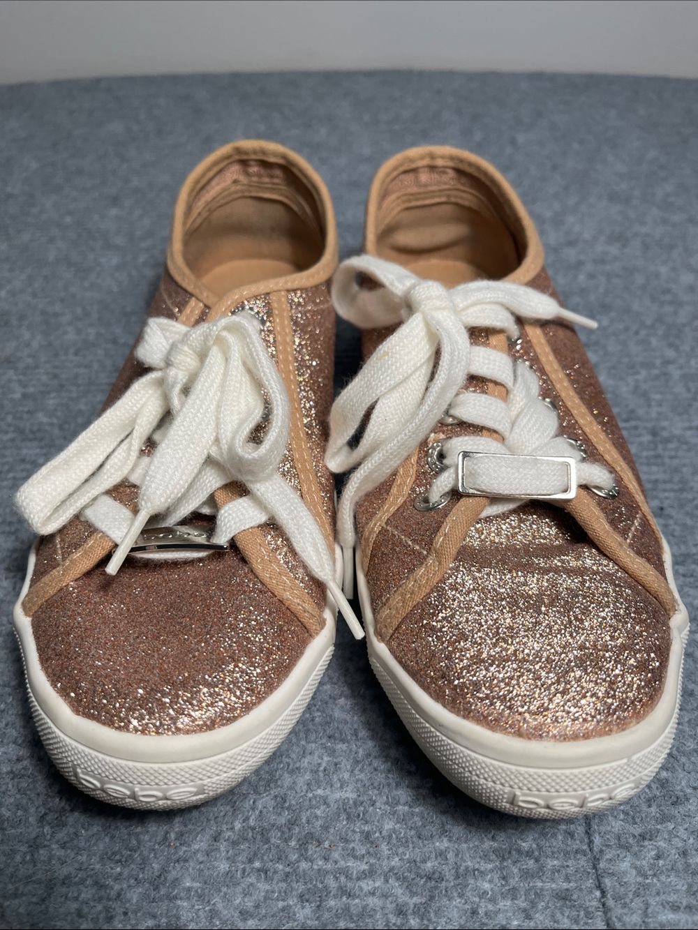 bebe Girls Glitter Lace-Up Sneakers in Rose